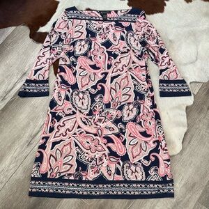 INC International Concepts Pink and Navy Paisley Dress
